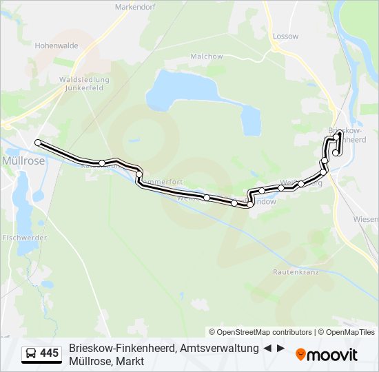 445 bus Line Map