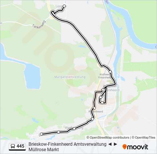 445 bus Line Map