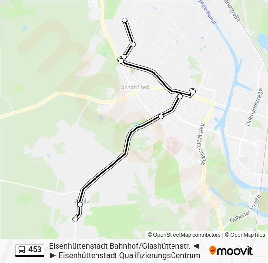 Автобус 453: карта маршрута