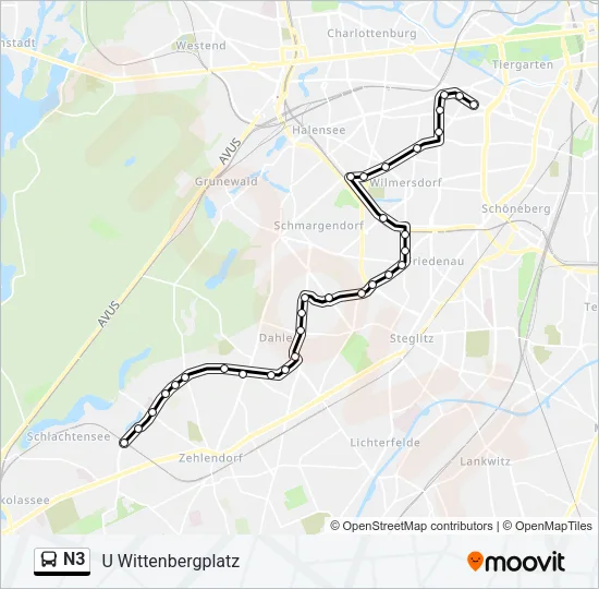 N3 Bus Line Map