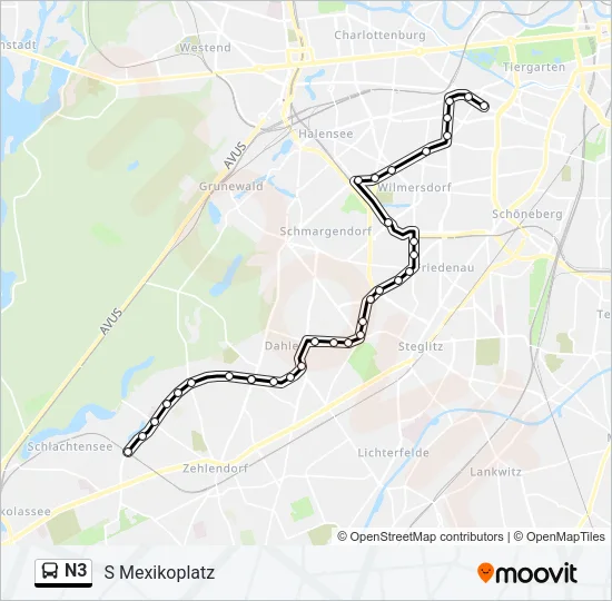 N3 Bus Line Map
