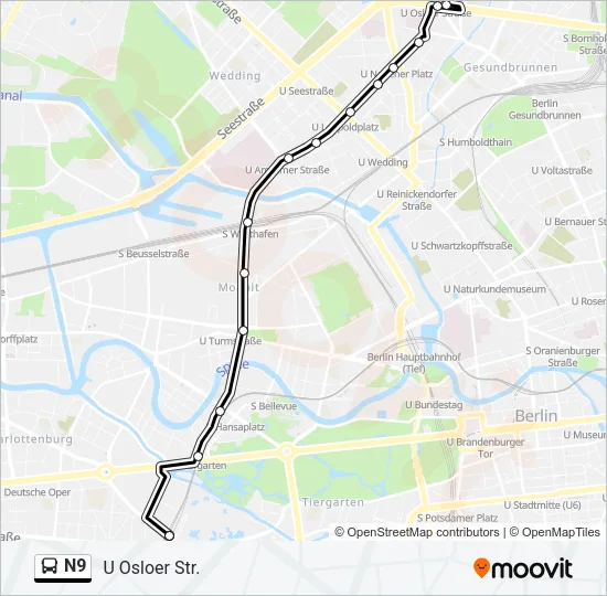 N9 Bus Line Map