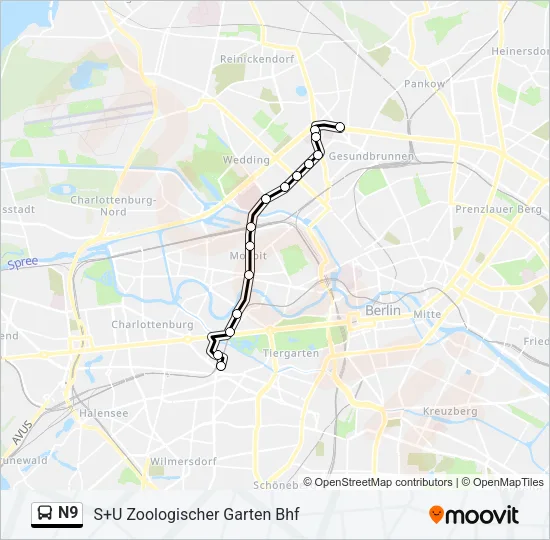 N9 Bus Line Map