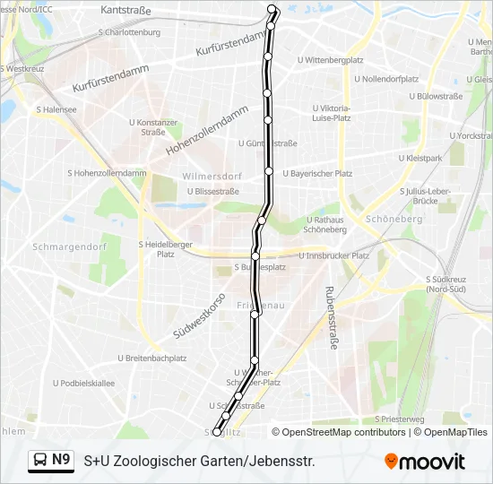 N9 Bus Line Map