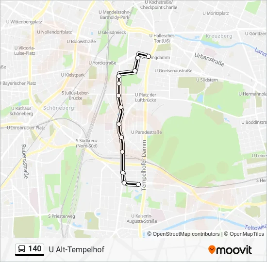 Автобус 140: карта маршрута