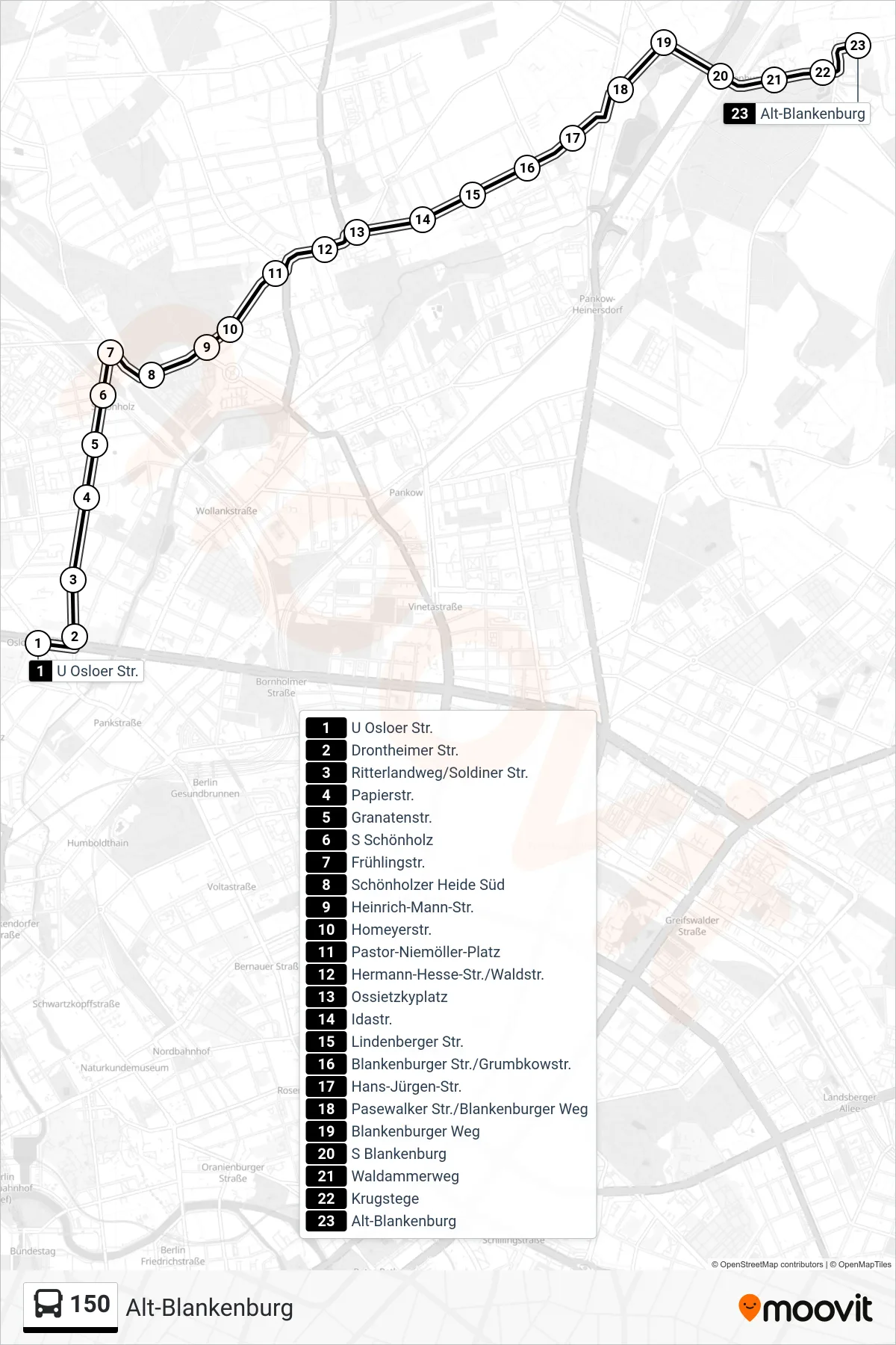 Linie 150 (Bus) Richtung Alt-Blankenburg: Route und Haltestellen auf der Karte