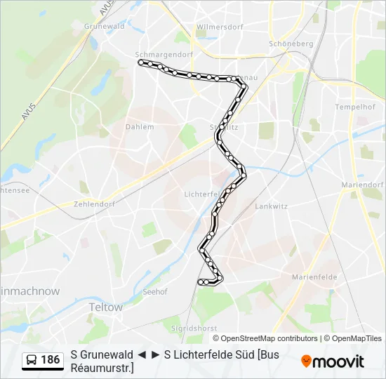 186 Bus Line Map