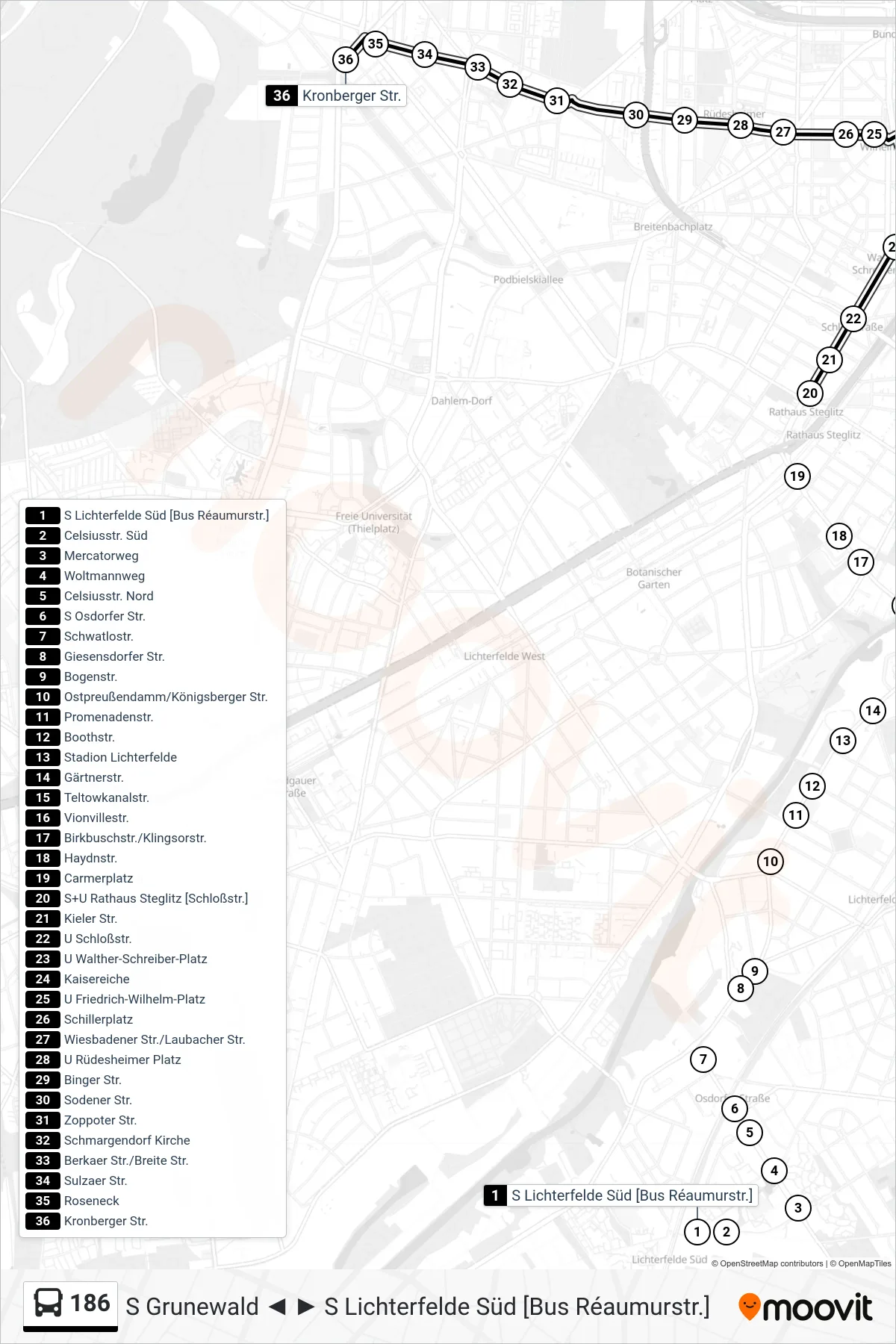Linie 186 (Bus) Richtung Kronberger Str.: Route und Haltestellen auf der Karte