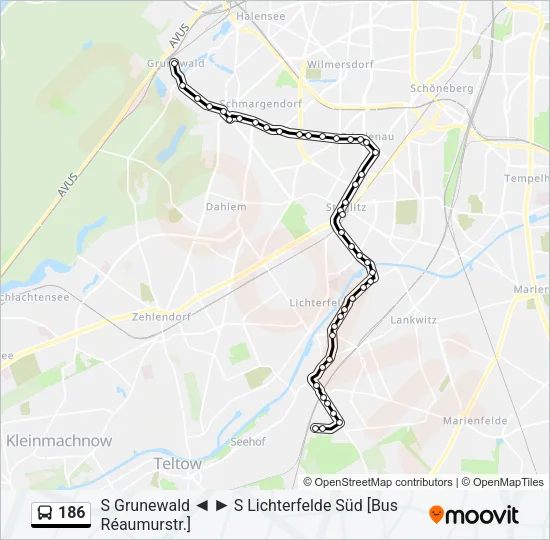 186 Bus Line Map