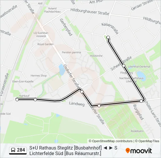 284 Bus Line Map