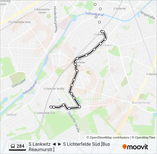 284 Bus Line Map