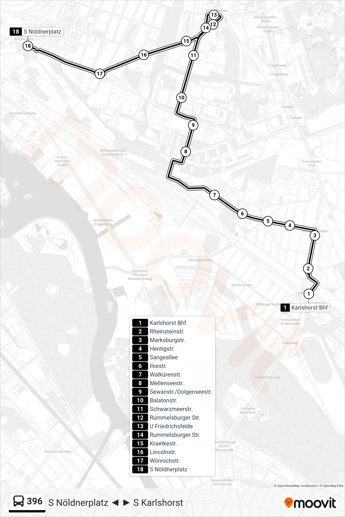 Linie 396 (Bus) Richtung S Nöldnerplatz: Route und Haltestellen auf der Karte