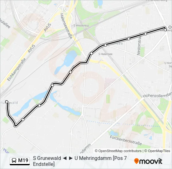 M19 Bus Line Map