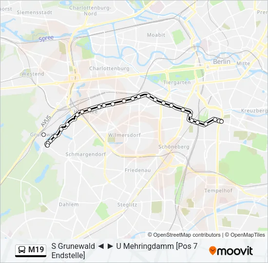 M19 Bus Line Map