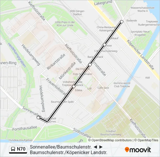 N70 Bus Line Map