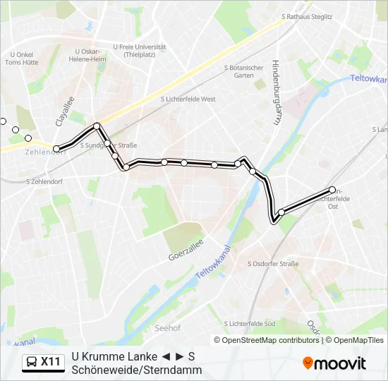 X11 Bus Line Map