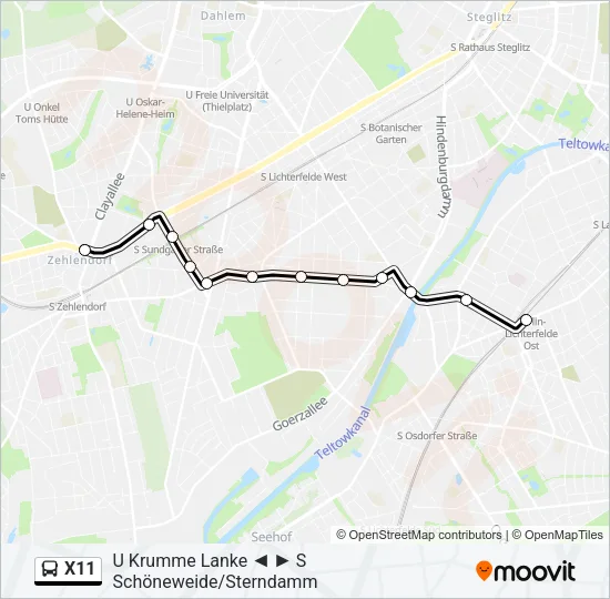 X11 Bus Line Map