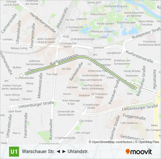 U1 Subway Line Map