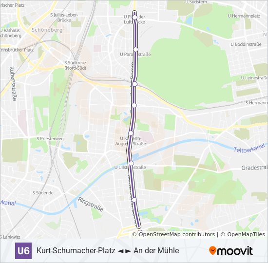 U6 subway Line Map