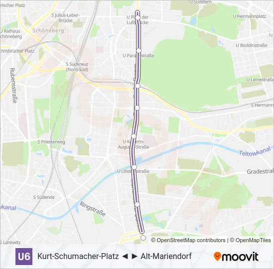 Метро U6: карта маршрута