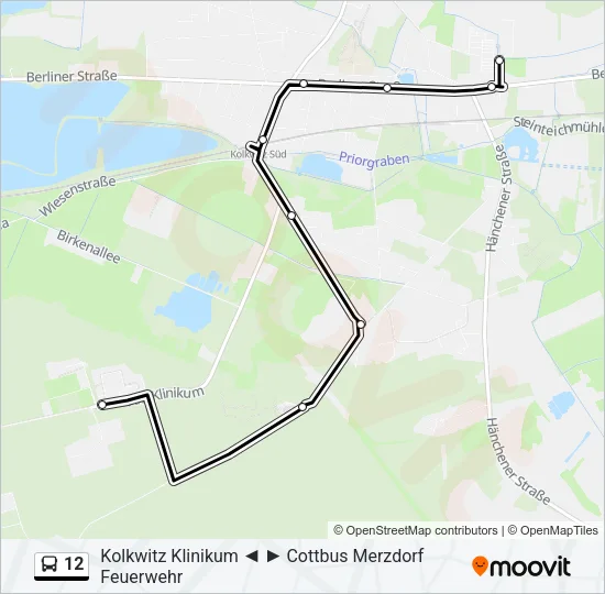 Автобус 12: карта маршрута