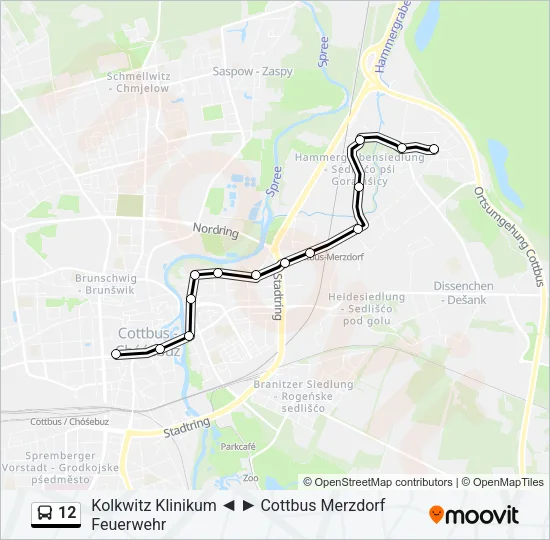 Автобус 12: карта маршрута