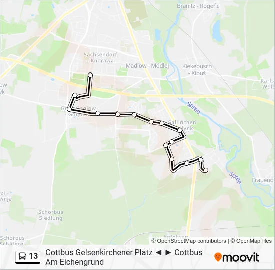 13 Bus Line Map