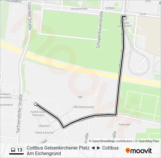 13 Bus Line Map