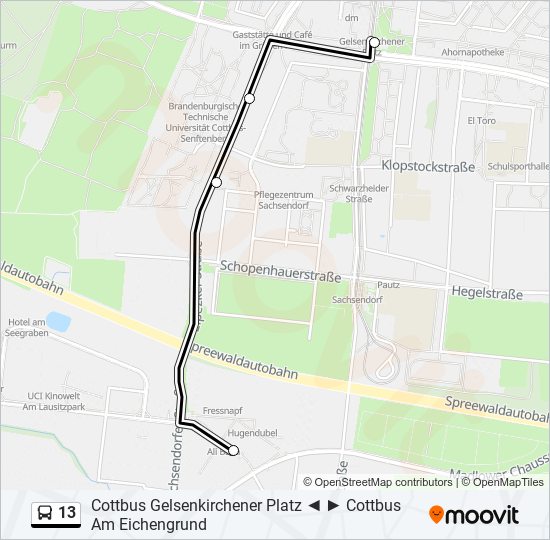 13 bus Line Map