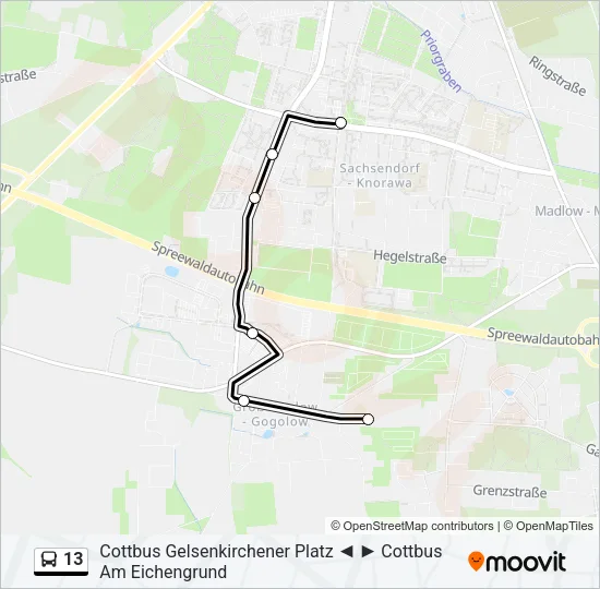 13 Bus Line Map