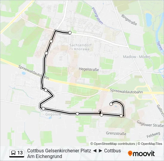 13 Bus Line Map