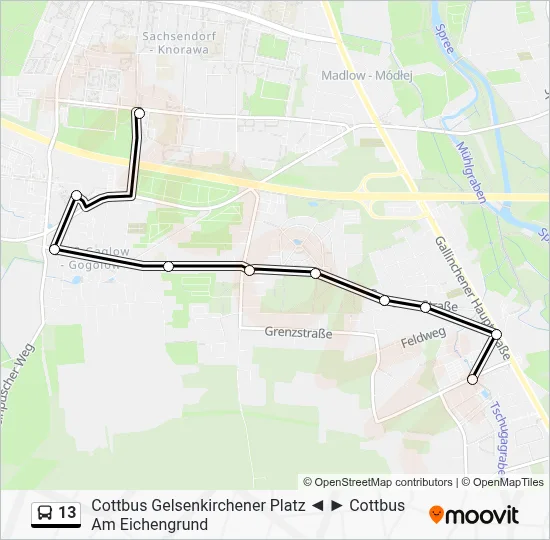 13 Bus Line Map
