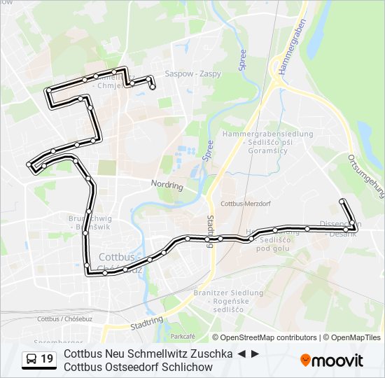 19 bus Line Map