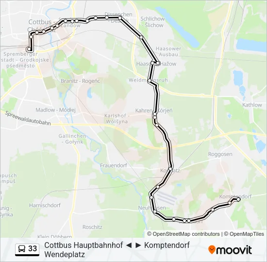 Автобус 33: карта маршрута