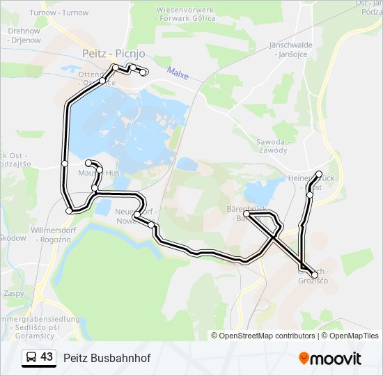 43 bus Line Map