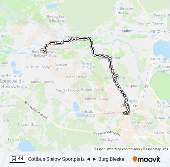 44 bus Line Map