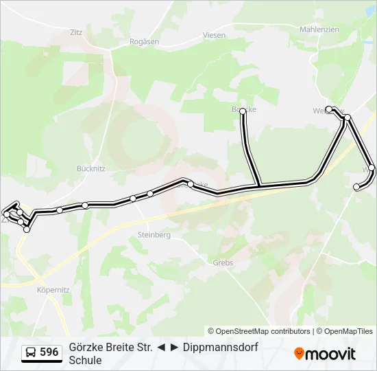 596 Bus Line Map