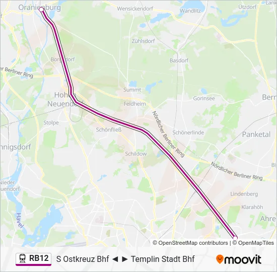 Поезд RB12: карта маршрута