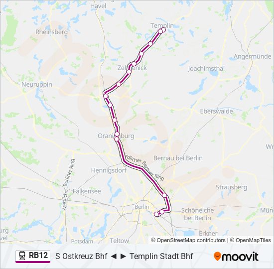 Поезд RB12: карта маршрута