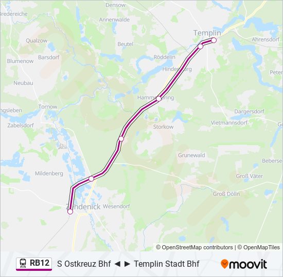 Поезд RB12: карта маршрута