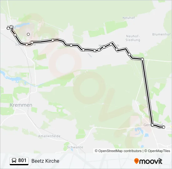 801 Bus Line Map