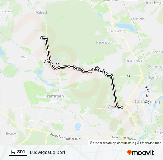 801 Bus Line Map