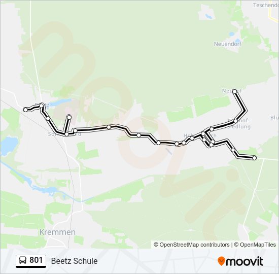 801 bus Line Map