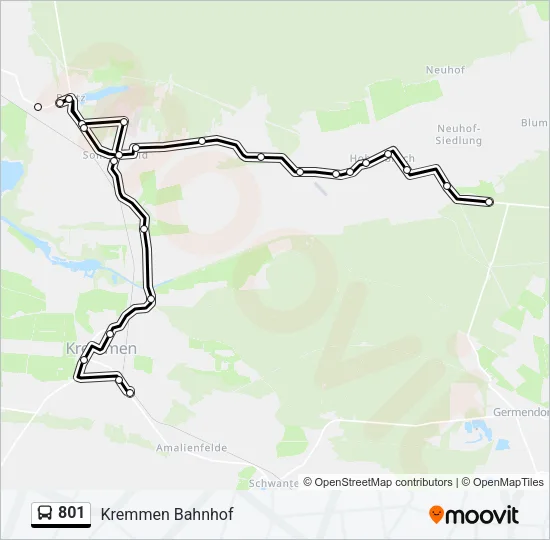 801 Bus Line Map