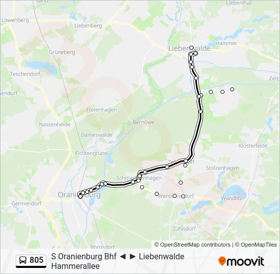 Автобус 805: карта маршрута