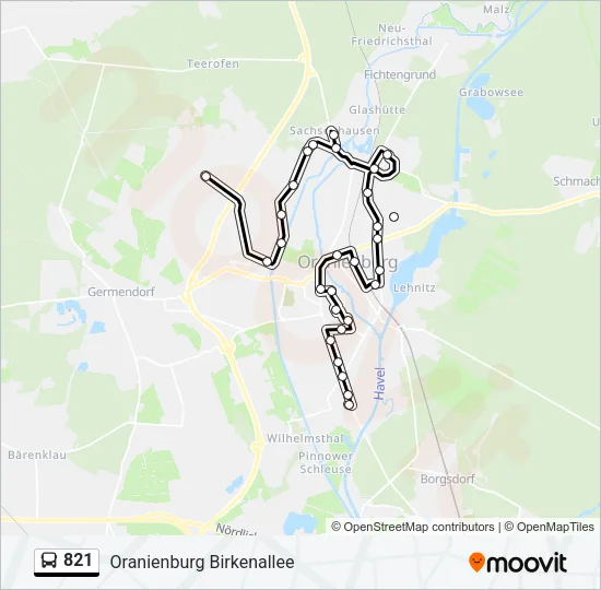 821 Bus Line Map