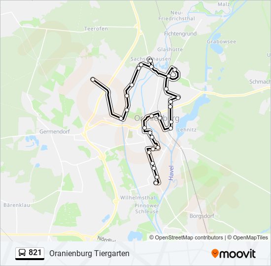 821 bus Line Map