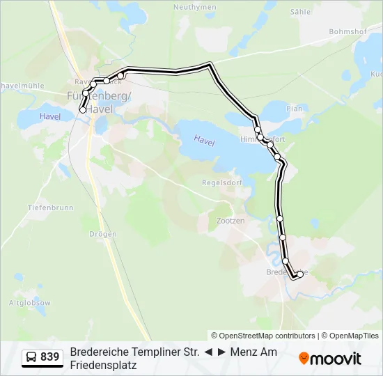 839 Bus Line Map