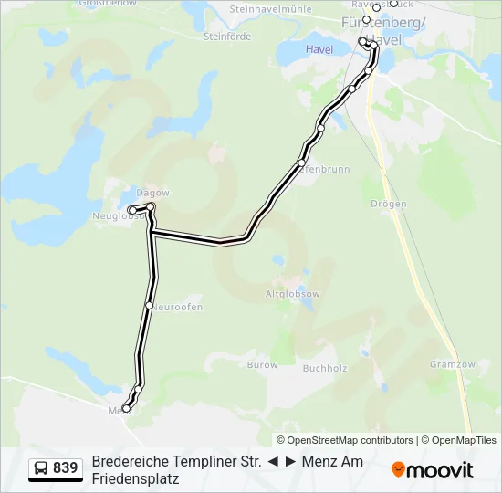 839 Bus Line Map