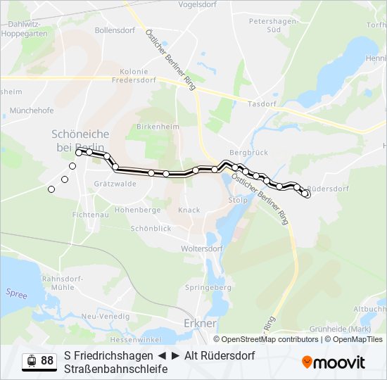 Straßenbahnlinie 88 Karte